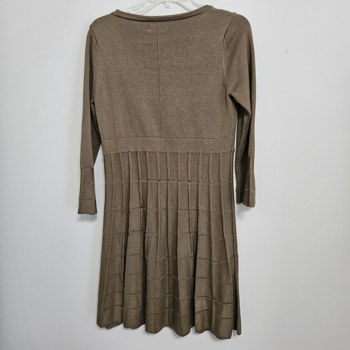 calvin klein fit & flare sweater dress Calvin Klein Fit & Flare Gray Knit Mini Sweater Dress M Striped SIZE PS