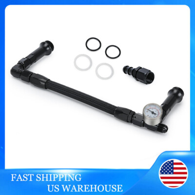#ad For Holley Carburetor 4150 Pressure Gauge AN6 Braided Dual Feed Carb Fuel Line $25.80