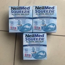 Three (3) NeilMed Squeezie Natural Sinus Relief For Flu/Colds/Allergies