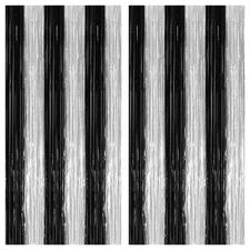 KatchOn XtraLarge Black and Silver Fringe Curtain - 3.2x8 Feet, Pack of 2 | S...
