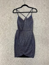 City Studio Womens Juniors Purple Glitter Dress Strappy Open Back Size 3 Mini