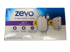 Zevo Flying Insect Trap 2 Plug-Ins and 6 Cartridges Kill Bugs,Mosquitoes,Flies