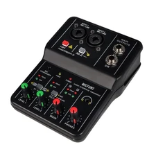 Mini 2 channel audio DJ mixer console interface with 48V phantom power Combo ...