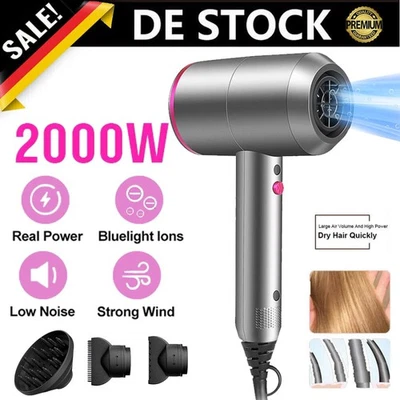 MARKENLOS Profi Ionen Haartrockner Haar Föhn Fön Ionenföhn Diffusor Stylingdüse 2000 Watt