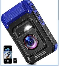 5K Ultra HD Underwater Digital Camera 16X Zoom WiFi Waterproof Shockproof Blue
