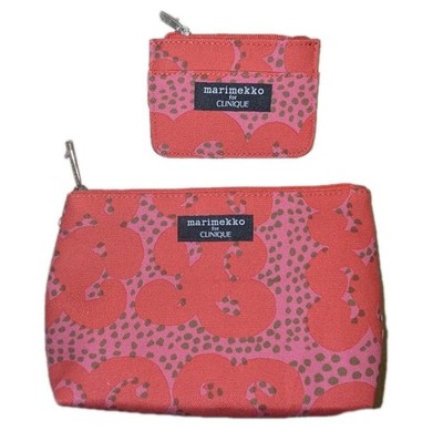 Marimekko Clinique 2018 Cosmetic Makeup Bag & Card Holder ''Keidas'' Print - NWOT