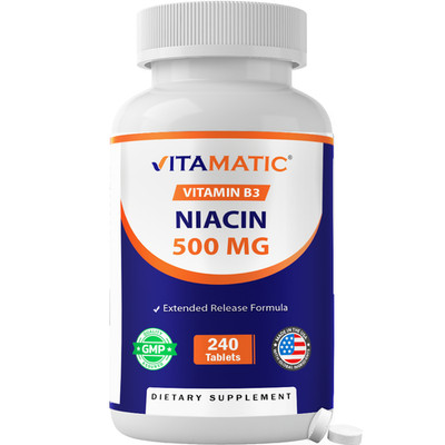 Vitamatic Niacin (Vitamin B3) 500mg, Sustained Release - 240 Tablets