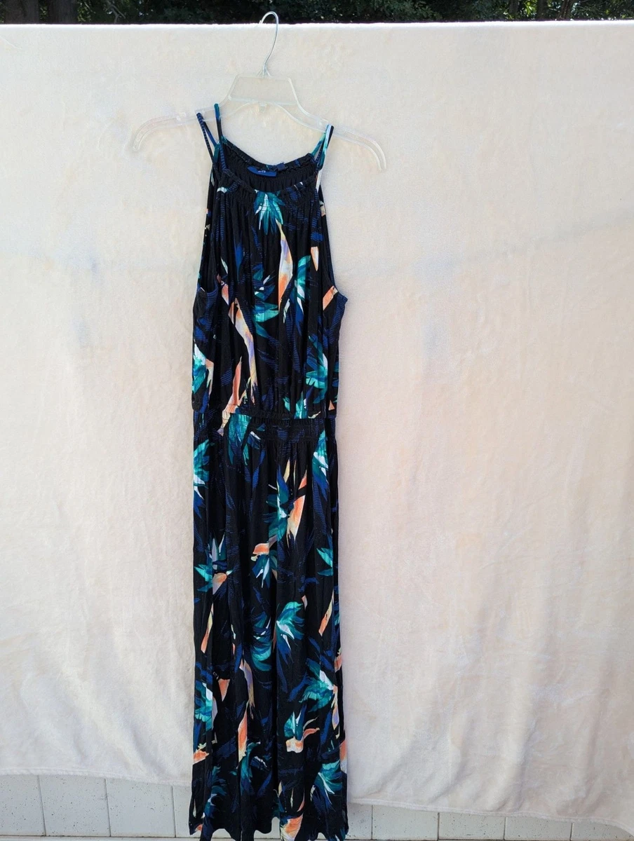 apt 9 maxi dress APT.9 Women's Maxi Dress L Hot Orange Tropical Sleeveless Long 56 in