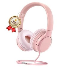 Kids Headphones, Wired Foldable On-Ear Headphones for Kids, Volume A-Pink