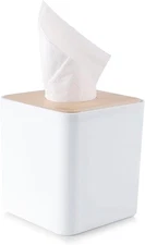 Square Tissue Box Cover,White Small(5.5 x 5 x 5 "), White 
