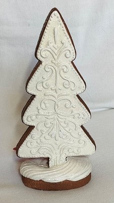 CANDY CANE LANE GINGERBREAD CHRISTMAS TREE WHITE BROWN 9 INCHES TALL NWT