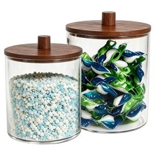 Laundry Pods Storage Container, Clear Laundry Room Dark Brown 78oz 50oz