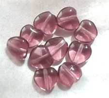 10 PERLES EN VERRE COEUR - VIOLET MOYEN - NEUF - PLV145