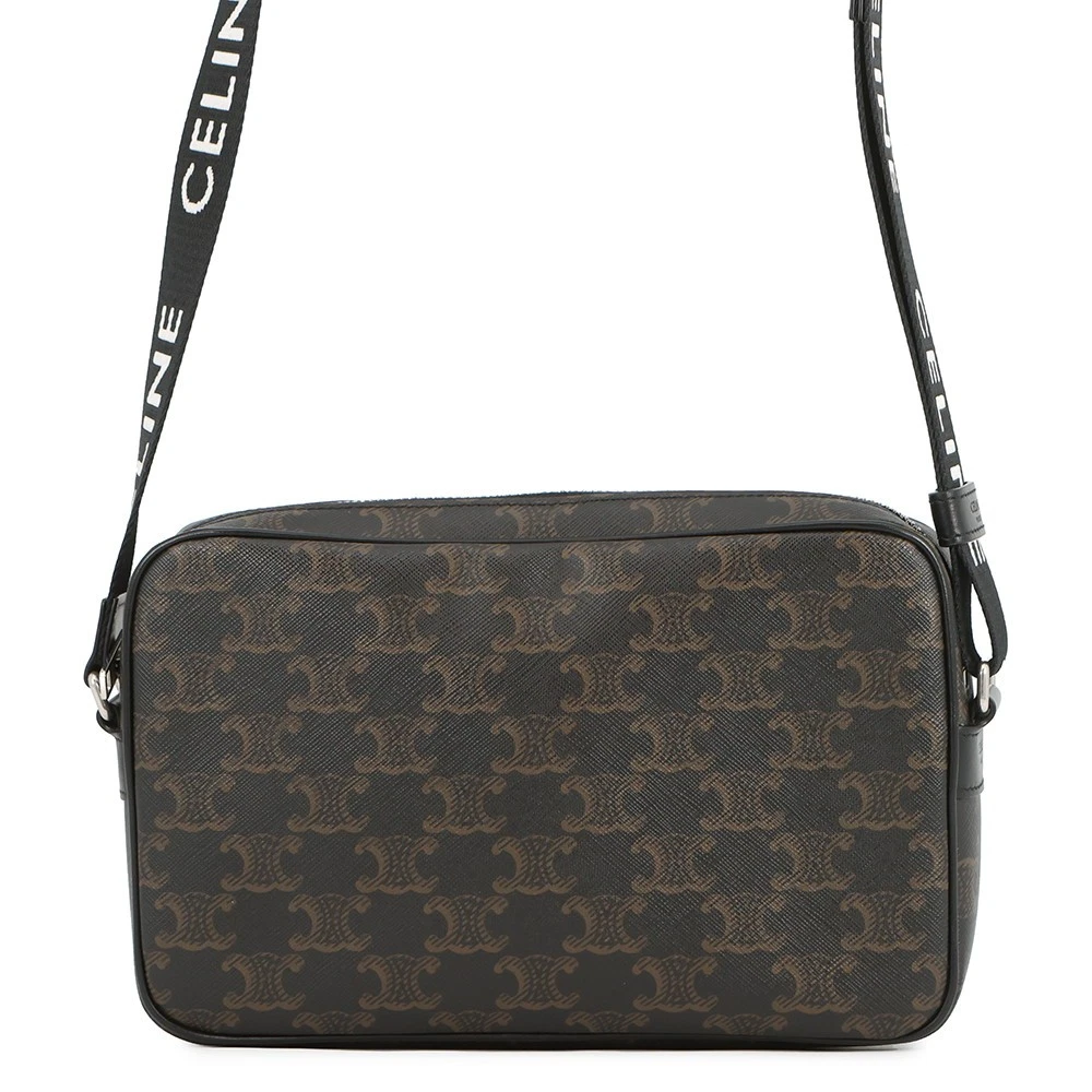 Celine — CELINE Triomphe Horizontal Messenger Bag Size Medium PVCLeather Black/Brown ...