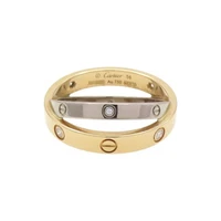 CARTIER Double Love 6PD Ring 18K Rose Gold White Gold US Size 7.75 #56