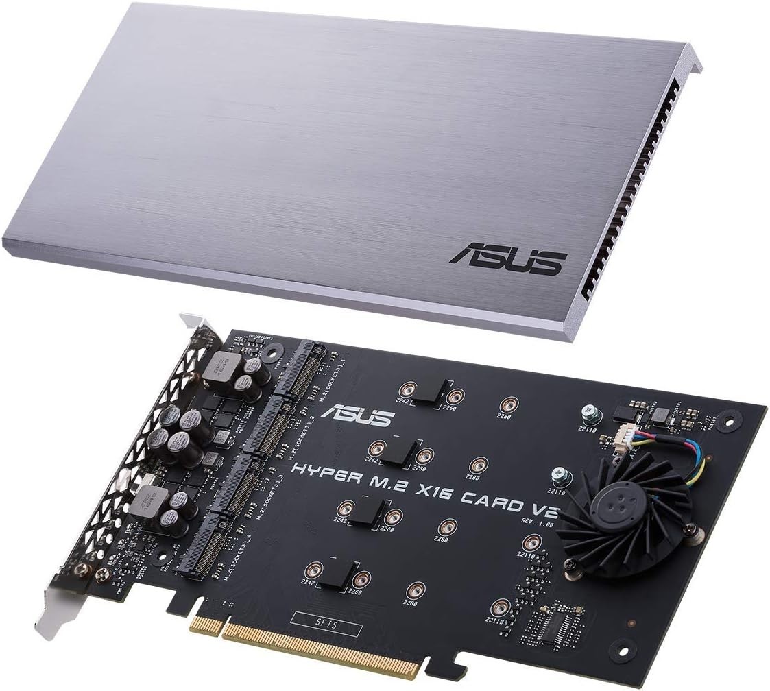 ASUS Hyper M.2 X16 PCIe 3.0 X4 Expansion Card V2 Supports 4 NVMe M