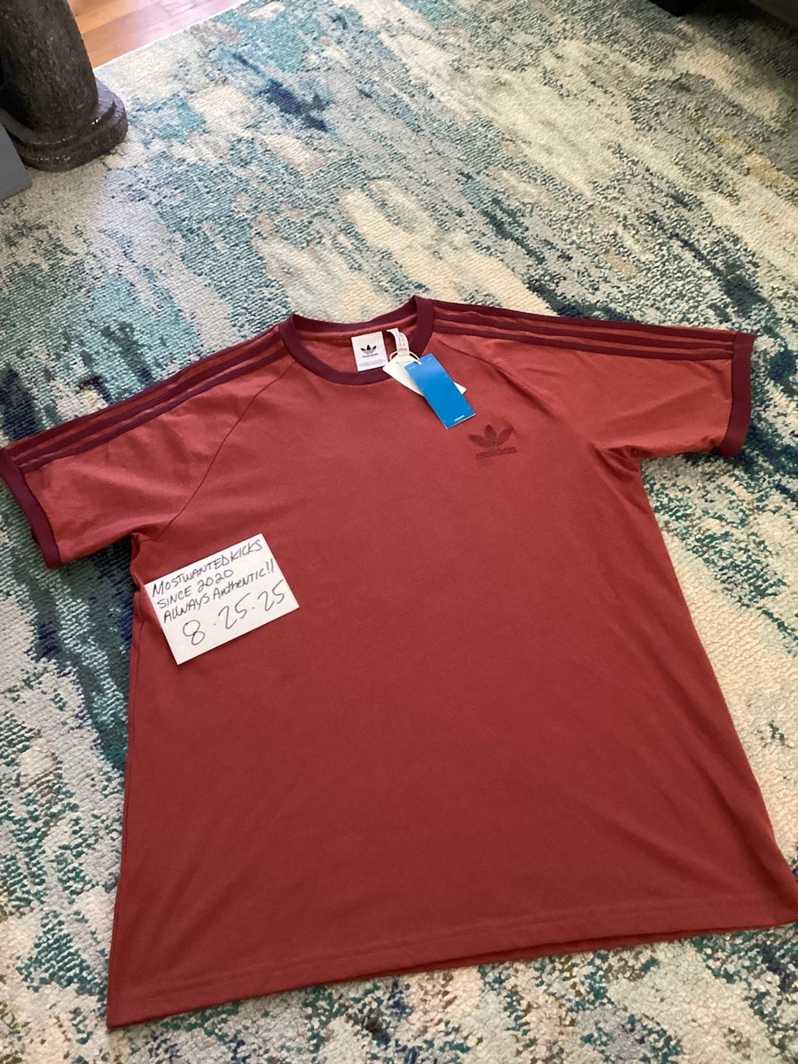 NWT Adidas Originals Stripes T-Shirt Ruby Red Men's Sz XL FREE
