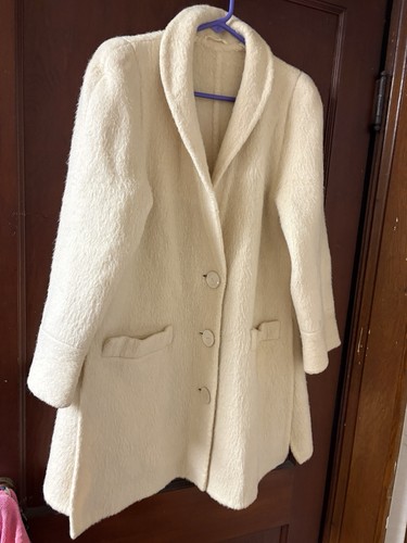 Akris, Raro cappotto vintage anni 80 AKRIS OF SWITZERLAND x MARTHA crema mohair scialle colletto