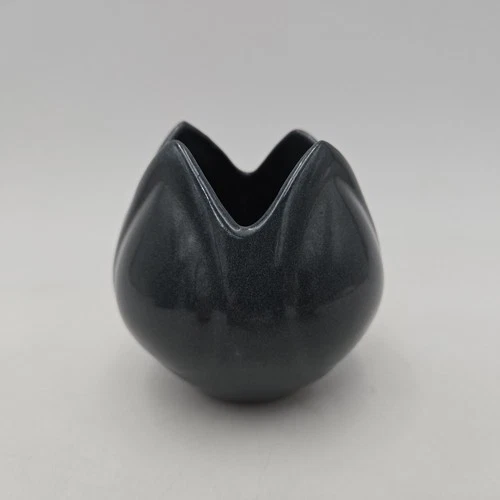 Van Briggle "MB" Colorado Springs Pottery Tulip Flower Vase Dark Blue / Gray