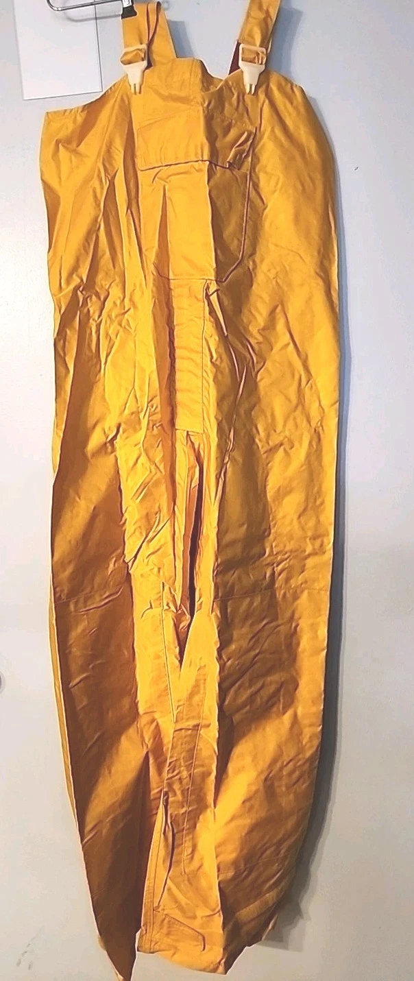 Vtg 1980's Sag Harbor Overalls USA Atlantis Weathergear Yellow Sz Med 100% Nylon