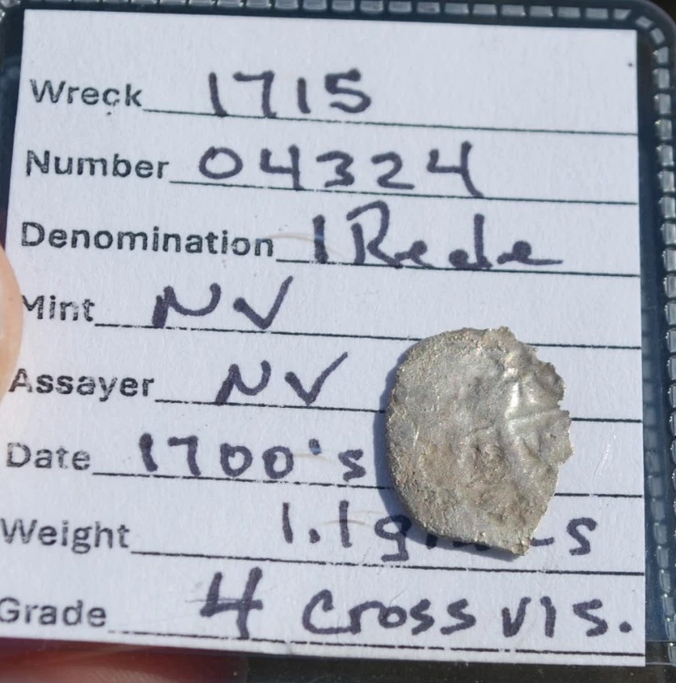 1715 Plate Fleet Silver 1 Reale Shipwreck Coin Cob Wave - Mel Fisher Treasure - Image 2 of 4