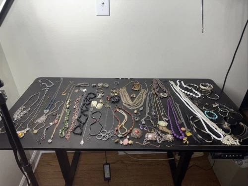 Large Table Full of Costume Jewelry Mixed Lot Vintage to Now  All Wearable