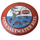Vintage Penn Fishing Sign - Reels Porcelain Tackle Gas Pump Plate Sign