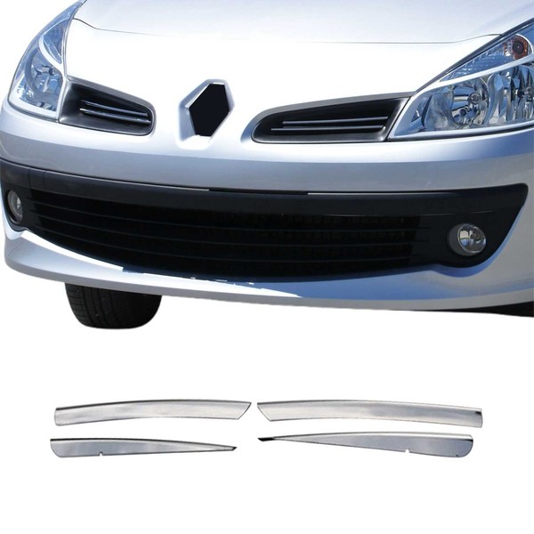 KüHlergrill Leisten Grillleisten FüR Renault Clio 2005-2013 Edelstahl Chrom 4X-image