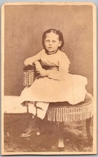 Antique CDV Circa 1860s A.J. Miller Cute Girl in Dress Unmarked