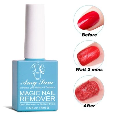 Amy Sam Nail Gel Polish Remover 15ml Soak-Off Acrylic Quick Burst Manicure LED