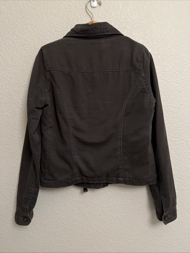 Hollister Jacket Coat Parka Sherpa Fur Lined Gray Trucker Preppy Grunge Y2K Sz S - Picture 6 of 7