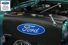 Black Fender Gripper Protective Cover Cushion w/ Blue Oval Emblem Logo For Ford