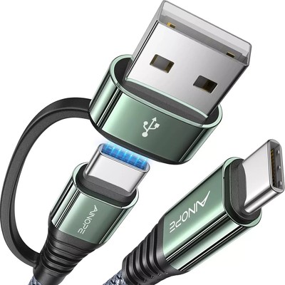Cable USB C de 10 pies y 60 W tipo cable cargador con adaptador USB A