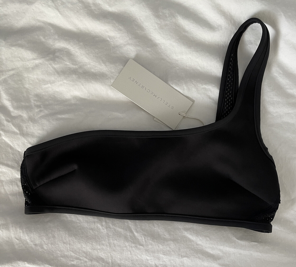 Stella McCartney Sporty Mesh One Shoulder Black Women's Swimwear Top