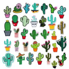 33 pcs Kid Embroidered Patches Cactus Sew Iron On Patch DIY Accessories Applique