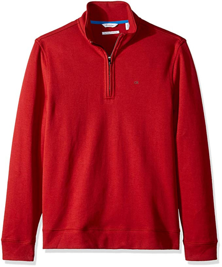 8950 Мужской классический свитер Calvin Klein с застежкой-молнией на четверть дюйма из хлопка Artemis Red - XXL 9990₽