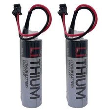 2x TOSHIBA ER6V 3.6V ER6VC119B ER6VC119A 3.6V 2400mAh PLC Battery W/ Black Plug