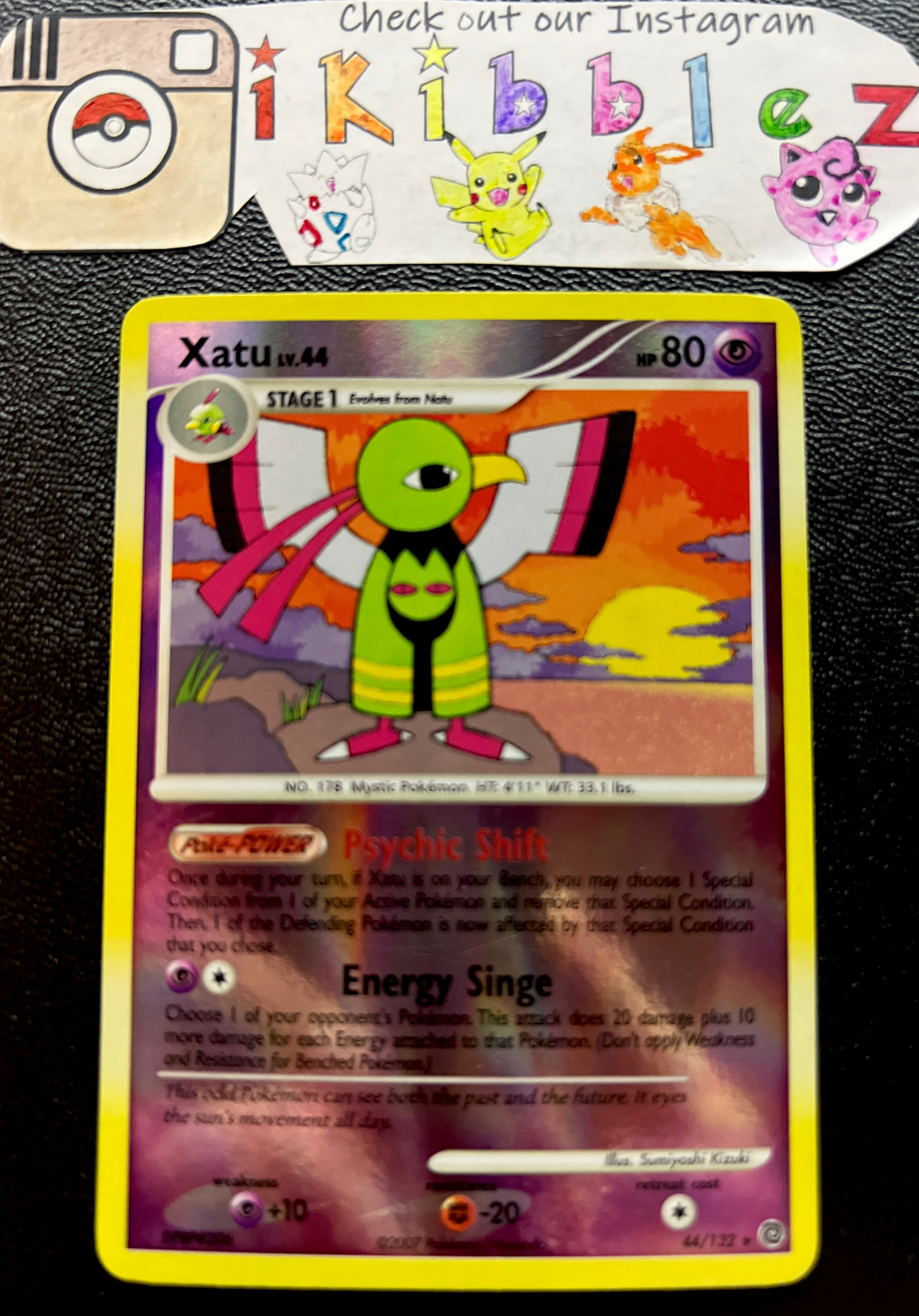 Xatu lv.44 44/132 NM Reverse Holo Secret Wonders Pokémon Card. Fast Shipping!