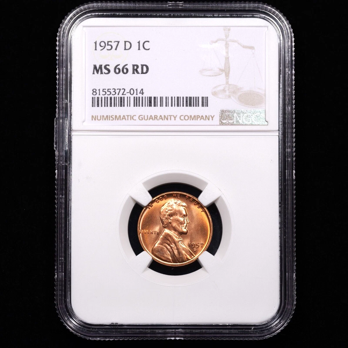 MS 66 Graded 1957 Lincoln Wheat US Small Cents (1909-1958) for