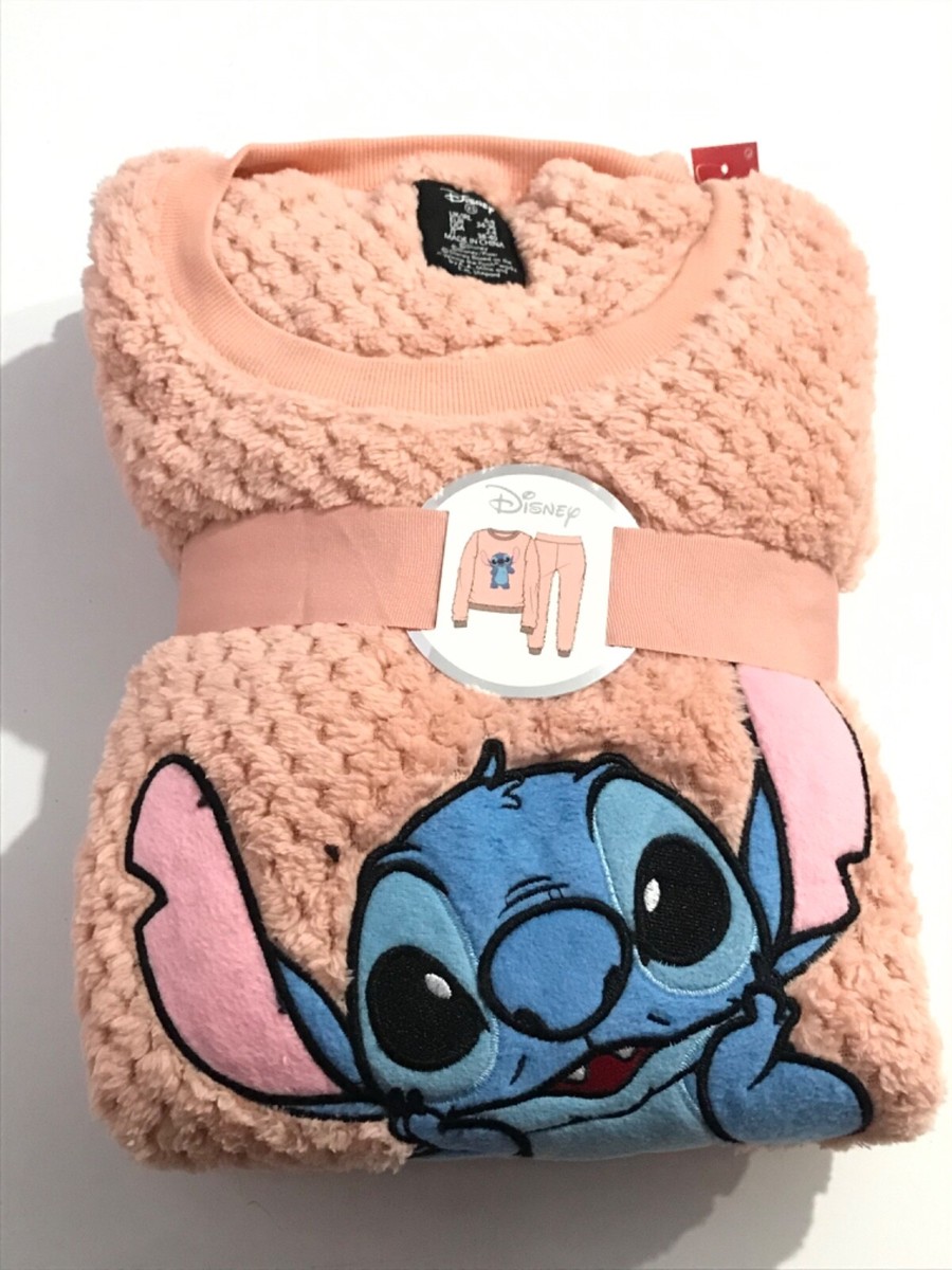 Disney Lilo Stitch Light Pink Fleece Cosy Soft Warm Pyjamas