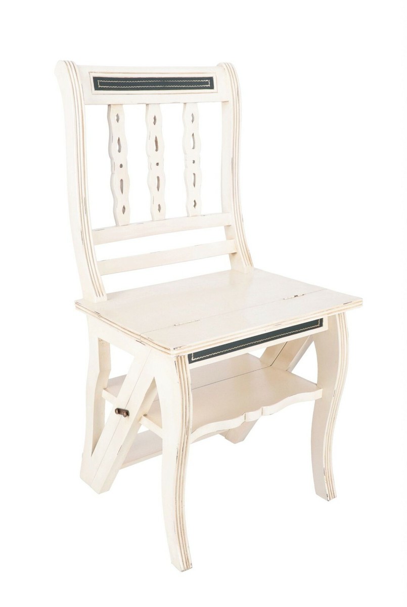 SEDIA SCALA SCALETTA TRASFORMABILE LEGNO MOGANO BIANCO mod