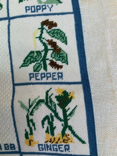 Vintage Needlepoint Canvas Preworked Floral Cushion Pillow Large Tapestry Art - Picture 9 of 10