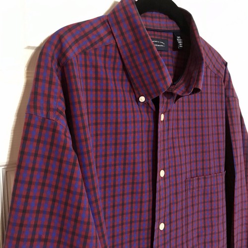 Camisa Roundtree & Yorke Trademark para hombre 2XT 100 % algodón estampado a cuadros con botones - Imagen 2 de 6