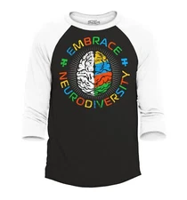 Embrace Neurodiversity Autism Brain Spectrum Raglan Baseball Autism Shirts