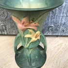 1944 ROSEVILLE 7" BLUE  Zephyr Lilly VASE, #132-7 Handled Pristine