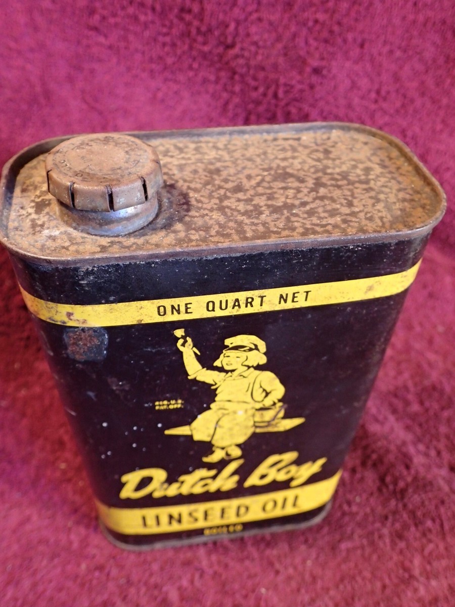 VINTAGE DUTCH BOY LINSEED BOILED OIL TIN CAN BROADWAY NEW YORK USA