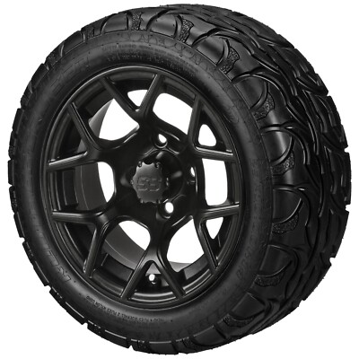 (4) Golf Cart 23x10R14 RT66 Cruiser Radial Tire on 14x7 Matte Black Ninja Wheels