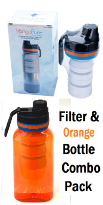 Portable Universal Wide Water Bottle & Filter Hiking Camping Travel Emergency