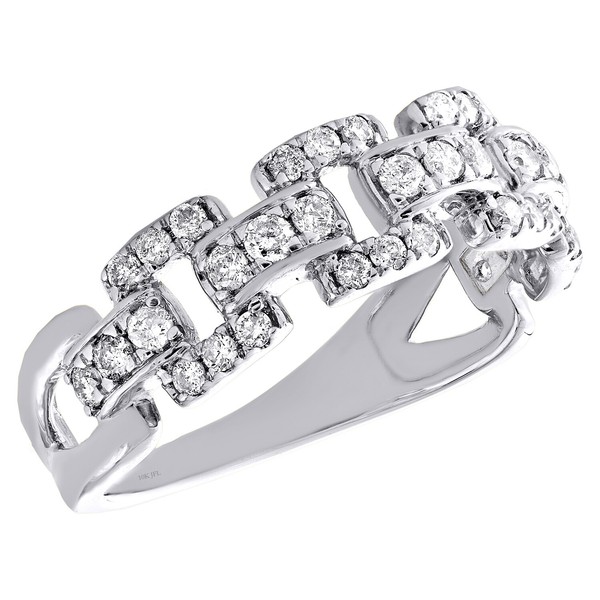10K WeißGold Diamant GewöLbter Offen Link Ehering JubiläUm Ring 1/2 Karat-image
