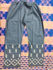EXCELLENT 100 COTTON HANDMADE CHIKAN EMBROIDERY ETHNIC PYJAMAS PANT PAJAMAS